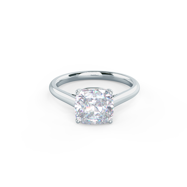 2.25ct Cushion Cut Moissanite Diamond Cathedral Solitaire Engagement Ring