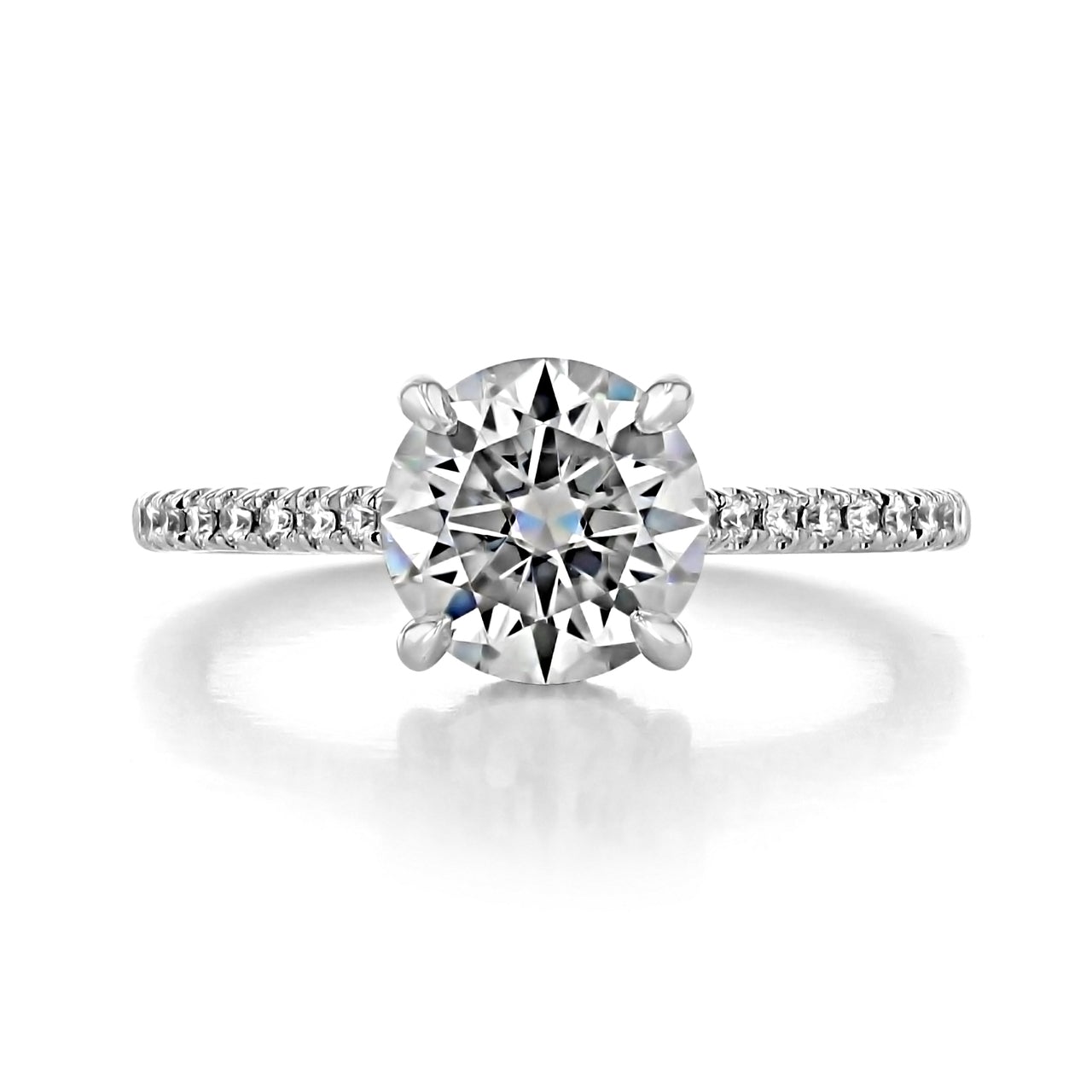 1.5CT Round Cut Hidden Halo Moissanite Diamond Engagement Ring