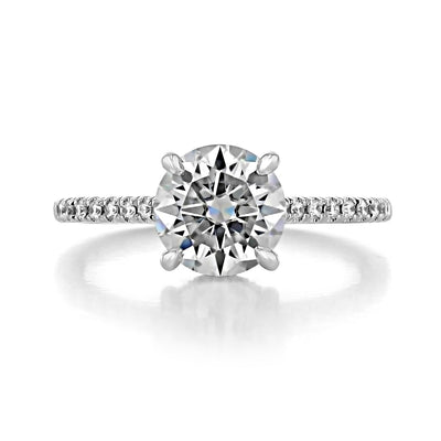 1.5CT Round Cut Hidden Halo Moissanite Diamond Engagement Ring