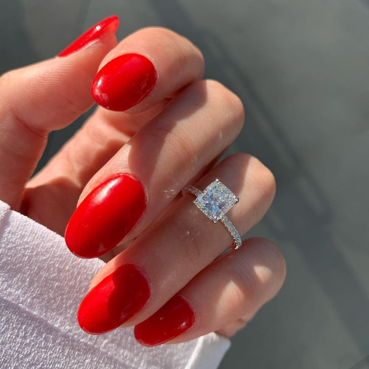 1.20CT Cushion Cut Diamond Prong Setting Moissanite Engagement Ring