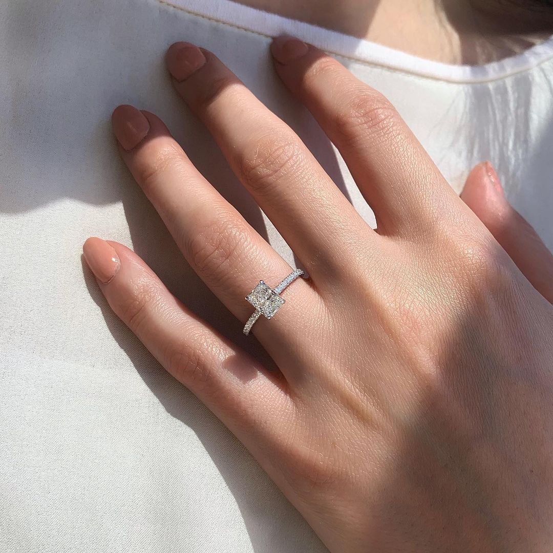 1.80CT Radiant Cut Pave Moissanite Diamond Engagement Ring For Women