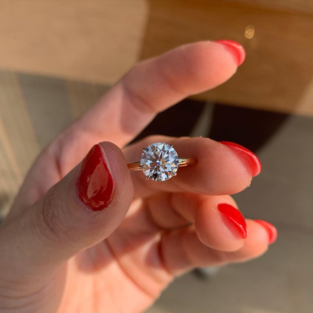 1.0CT Round Cut Six Prongs Moissanite Solitaire Diamond Engagement Ring