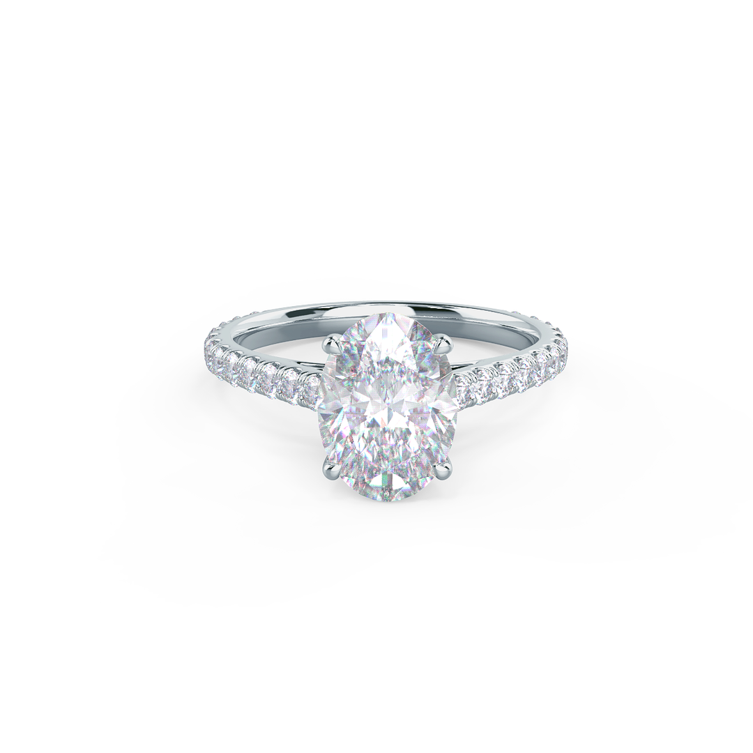 2.50CT Oval Cut Moissanite Trellis Pave Diamond Engagement Ring