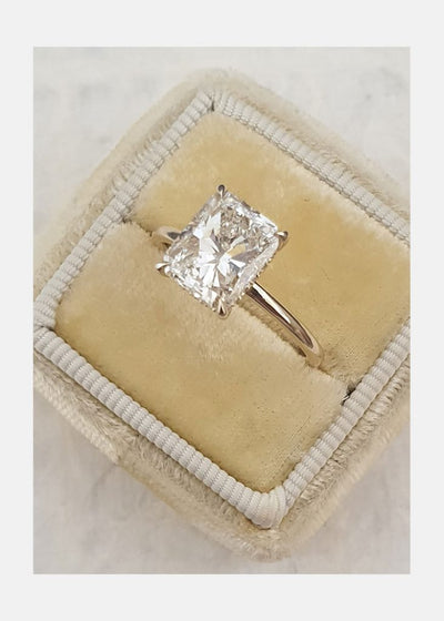 2.0CT Radiant Cut Hidden Halo Moissanite Diamond Engagement Ring in 14K Gold