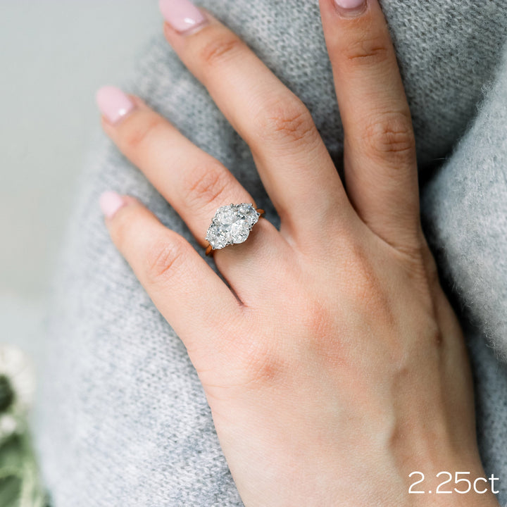 2.25CT Oval Cut Moissanite Half Moon Diamond Engagement Ring