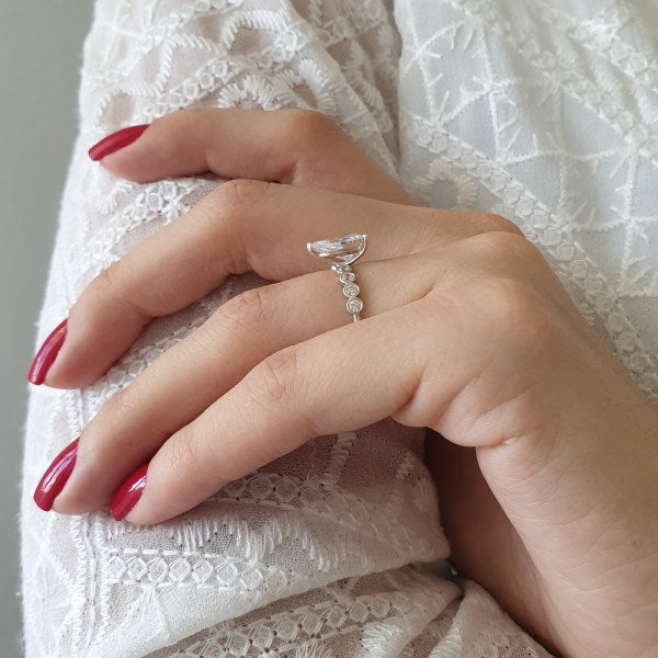 2.10CT Pear Diamond Moissanite Split Shank Engagement Ring