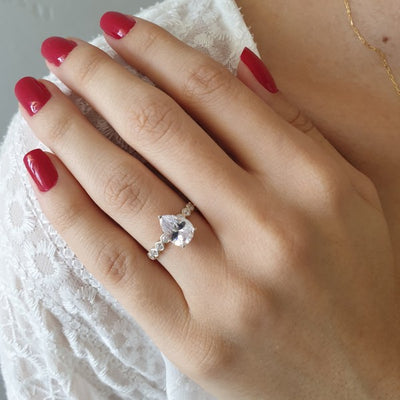 2.10CT Pear Diamond Moissanite Split Shank Engagement Ring