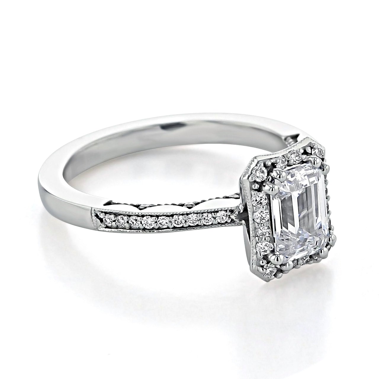 1.60CT Emerald Cut Double Prong Setting Moissanite Engagement Ring