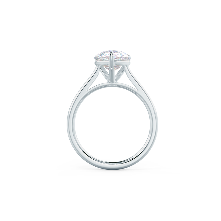 4.0ct Pear Cut Moissanite Diamond Cathedral Solitaire Engagement Ring