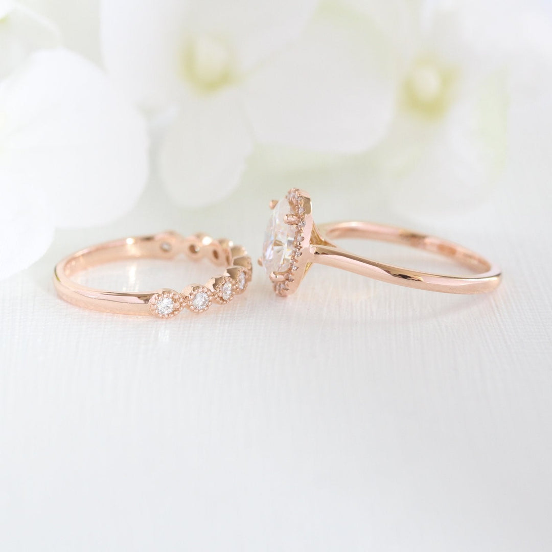 Solitaire Cushion Cut Moissanite Ring With Milgrain Band Ring