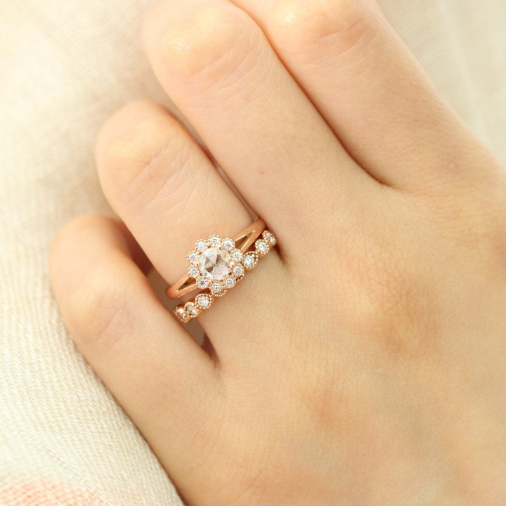 Round Cut Moissanite Ring With  Diamond Band