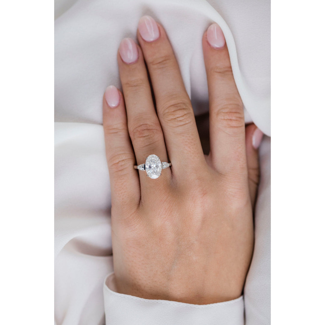 4 CT Oval cut Three stone Moissanite Engagement Ring