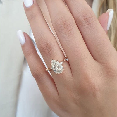2.50ct Pear Cut Moissanite Diamond Pave Engagement Ring