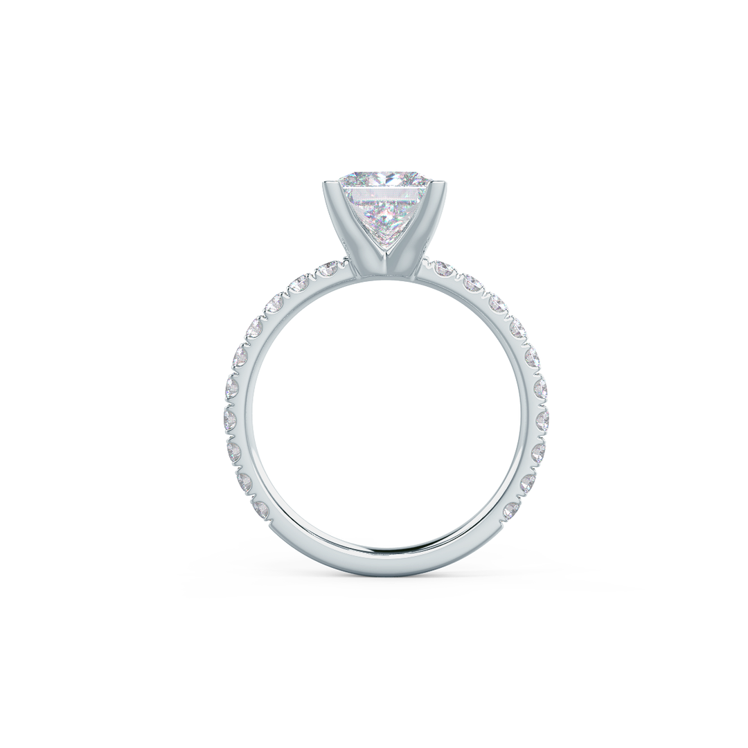 1.50CT Princess Cut Moissanite Classic Pave Diamond Engagement Ring