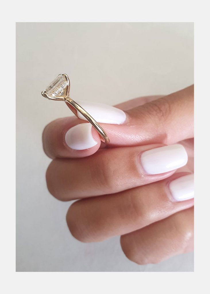 2.0CT Radiant Cut Hidden Halo Moissanite Diamond Engagement Ring in 14K Gold