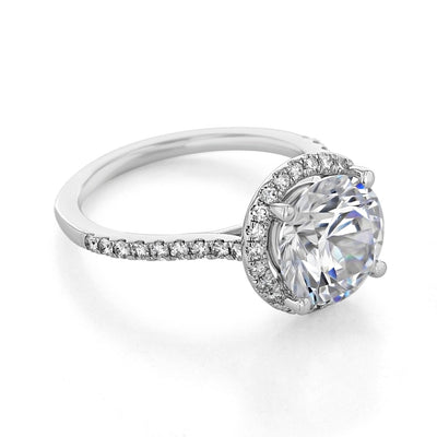 1.93CT Pear Cut Hidden Halo Moissanite Engagement Ring in 18K Rose Gold