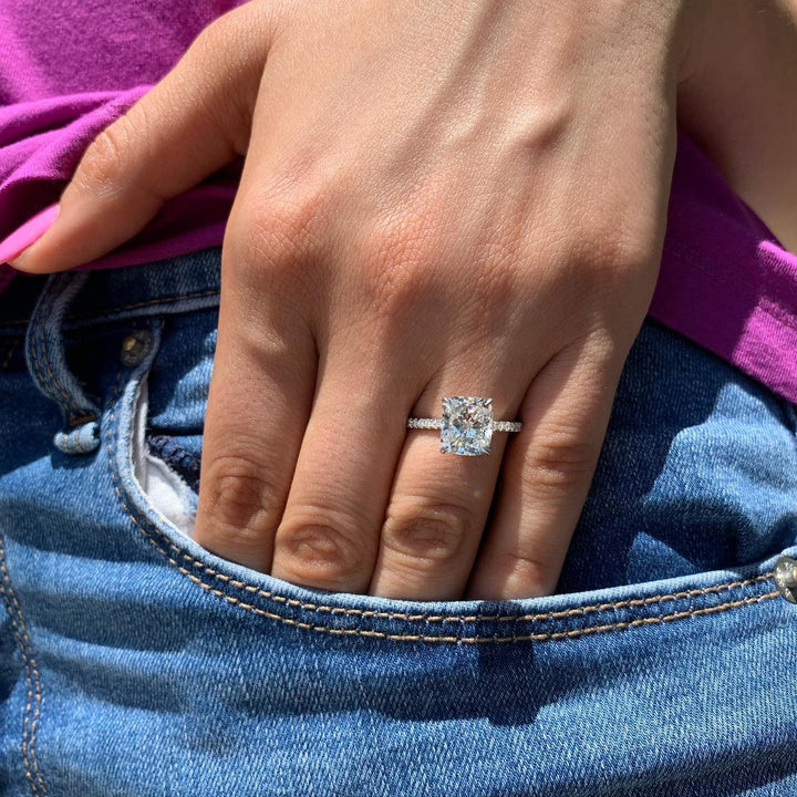 1.20CT Cushion Cut Diamond Prong Setting Moissanite Engagement Ring