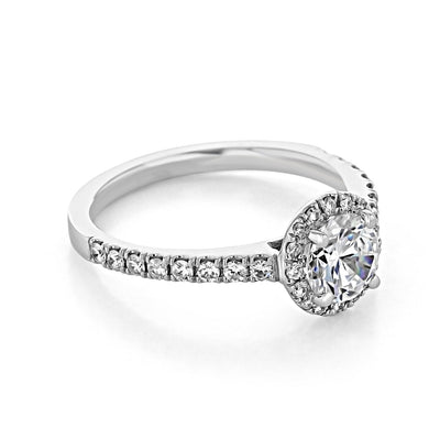 1.0 ct  Round  cut Halo micro prong  Moissanite solitaire  Engagement Ring