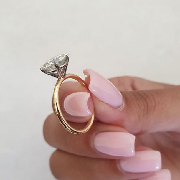 2.0ct Round Brilliant Cut Solitaire Moissanite Diamond Engagement Ring in 14K Gold