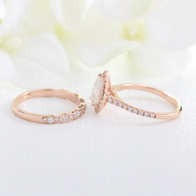 Pear Cut Moissanite Ring With Diamond Band