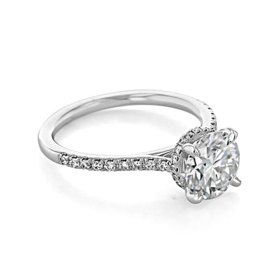 1.5CT Round Cut Hidden Halo Moissanite Diamond Engagement Ring