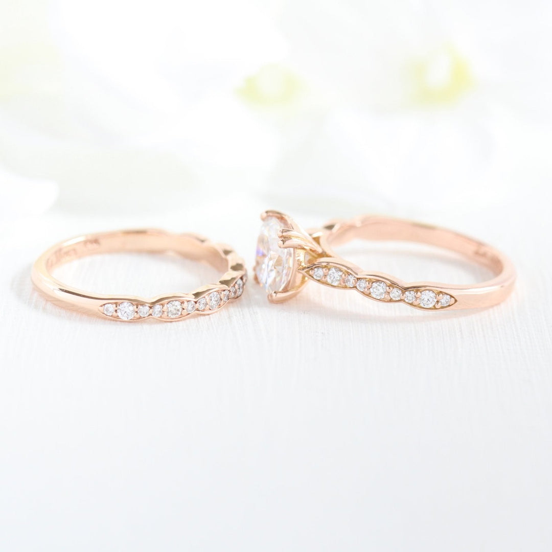 Cushion Cut Moissanite Ring With Halo Diamond Band