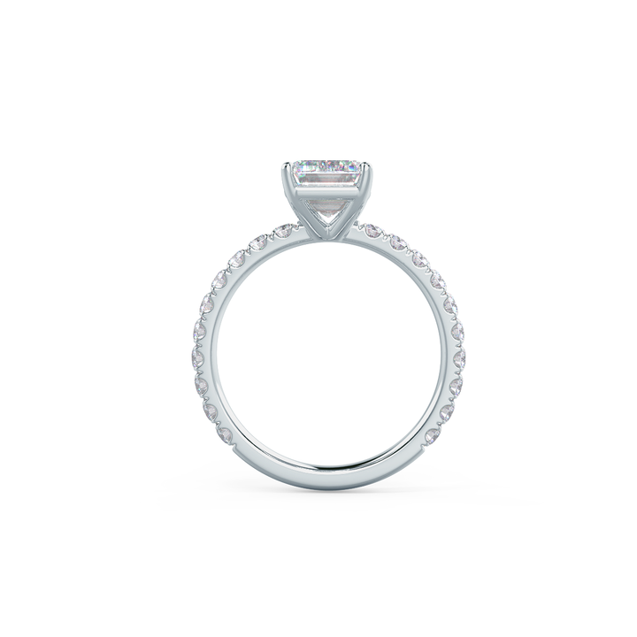 1.50CT Emerald Cut Moissanite Petite Pave Diamond Engagement Ring