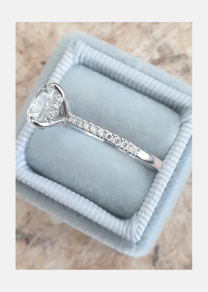 2.0ct Oval Moissanite Diamond Hidden Halo Engagement Ring