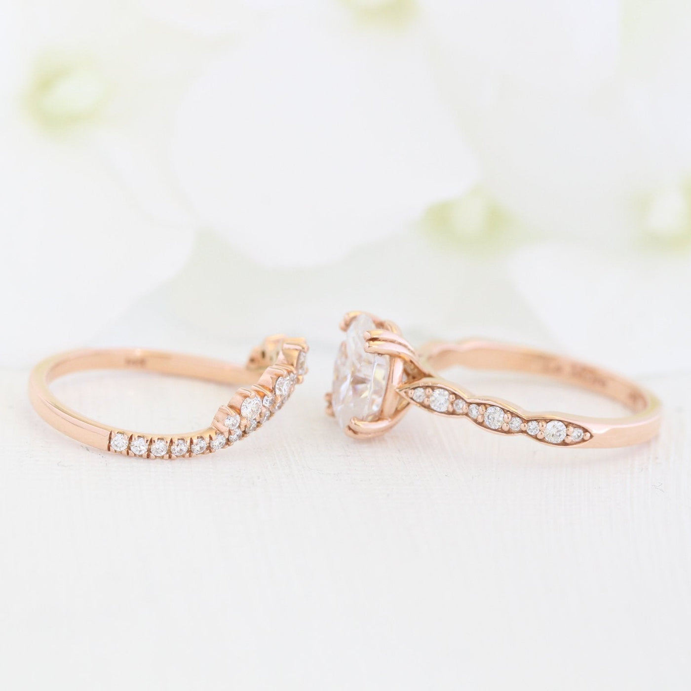 Solitaire Oval Moissanite Ring With Crown Diamond Band Ring