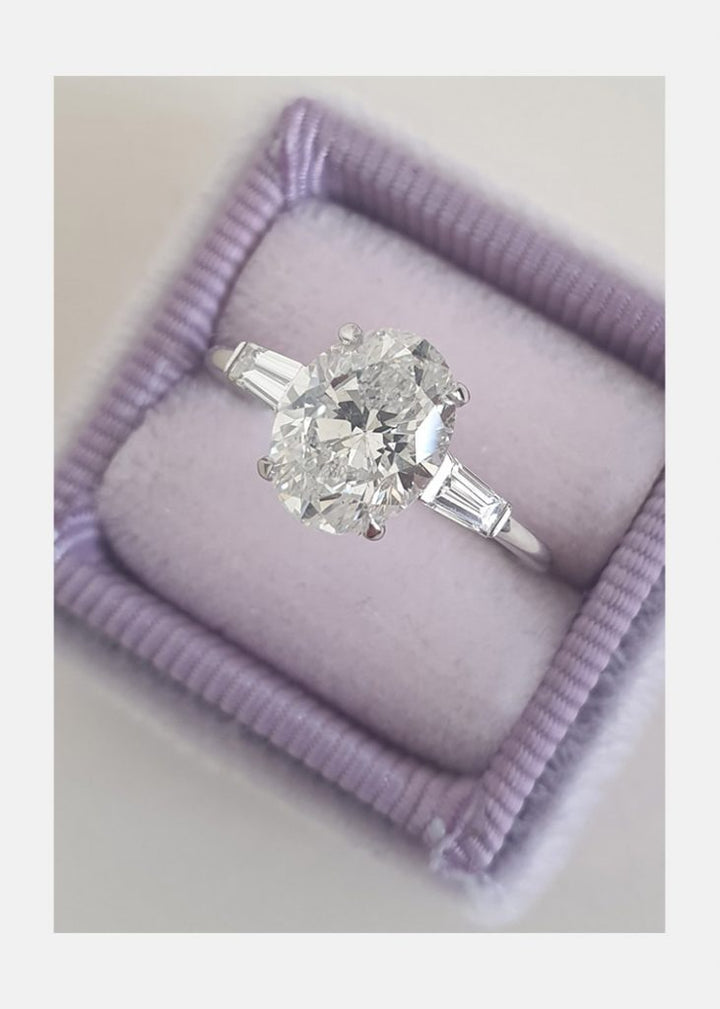 2.0ct Oval Cut Three Stone Moissanite Diamond Engagement Ring