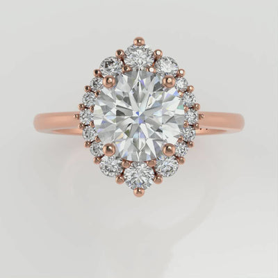 1.0ct Round Brilliant Diamond Halo Moissanite Engagement Ring