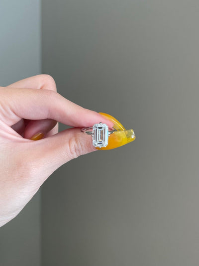 Emerald Cut Diamond Solitaire Moissanite Engagement Ring