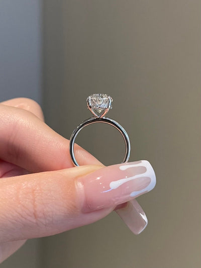 4.0CT Elongated Oval Diamond Hidden Halo Moissanite Engagement Ring