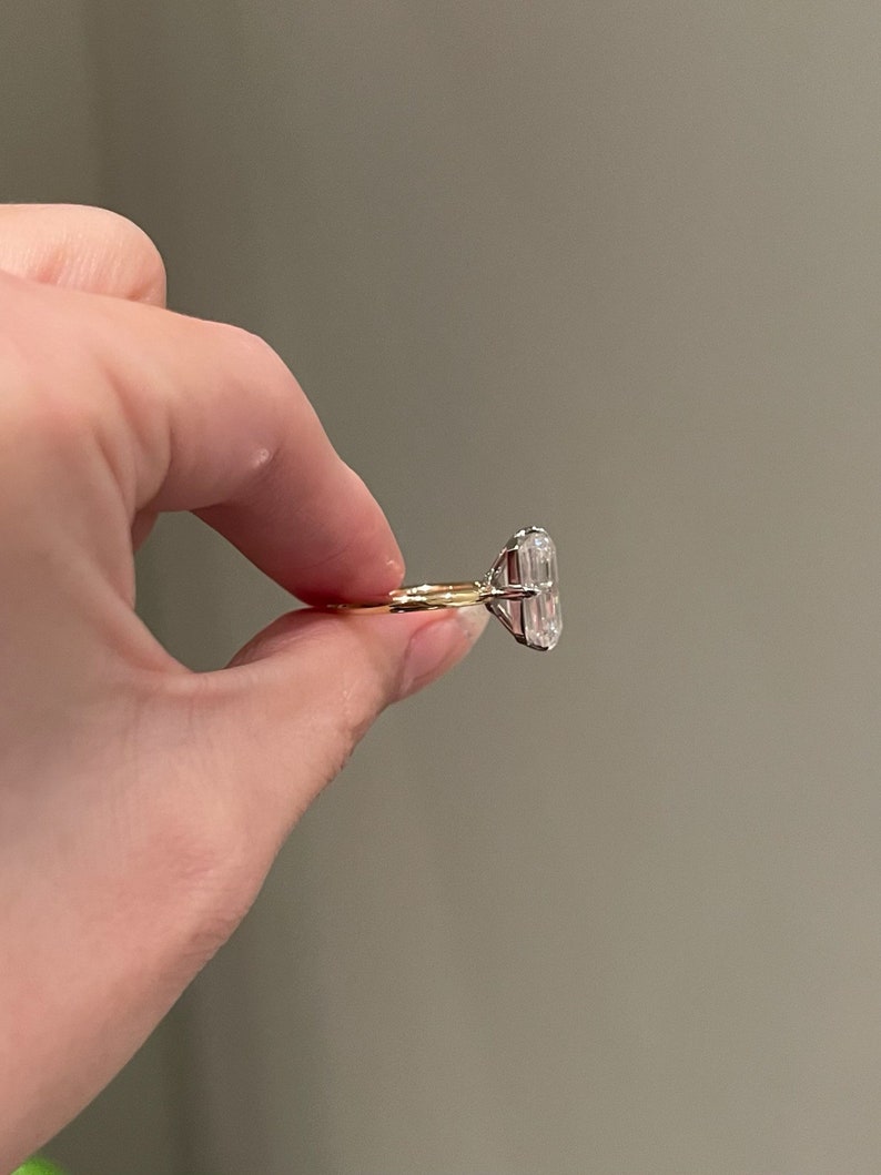 Emerald Cut Diamond Solitaire Moissanite Engagement Ring