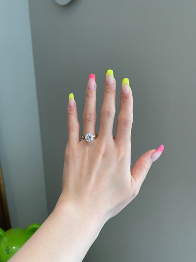 Round Diamond Hidden Halo Moissanite Engagement Ring