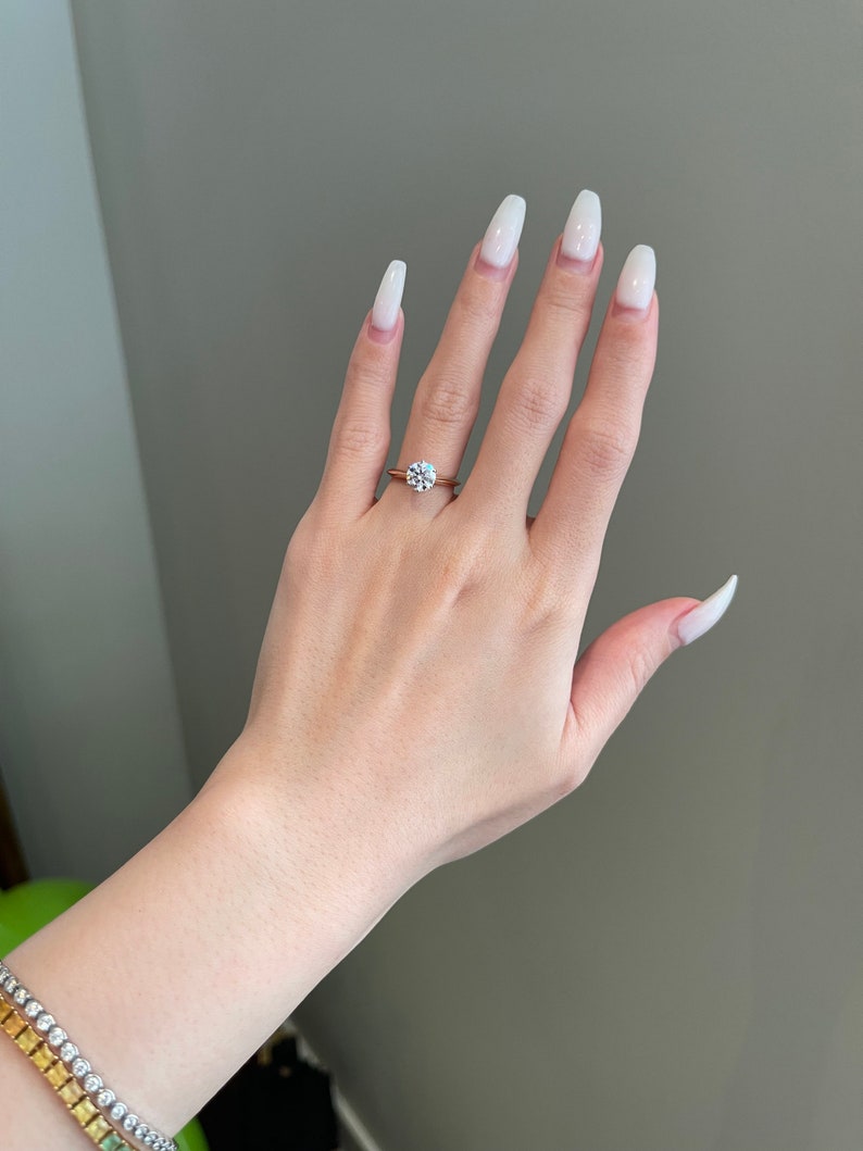 Round Solitaire Diamond Moissanite Engagement Ring