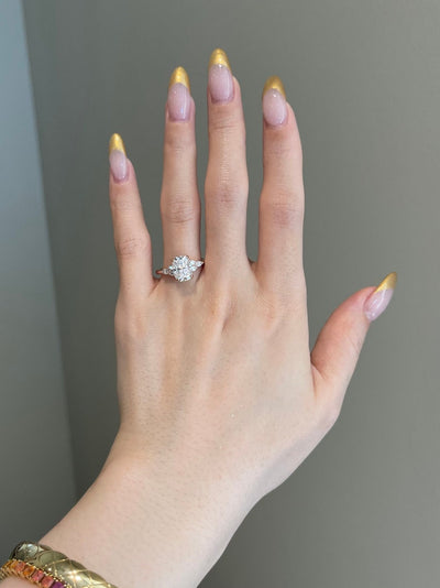 3.0 Elongated Cushion Cut Cluster Moissanite Diamond Engagement Ring