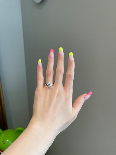 Round Diamond Hidden Halo Moissanite Engagement Ring