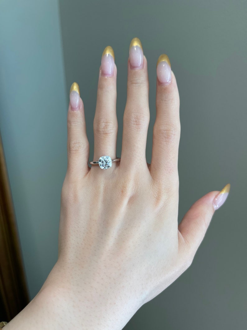 Cushion Diamond Hidden Halo Moissanite Engagement Ring