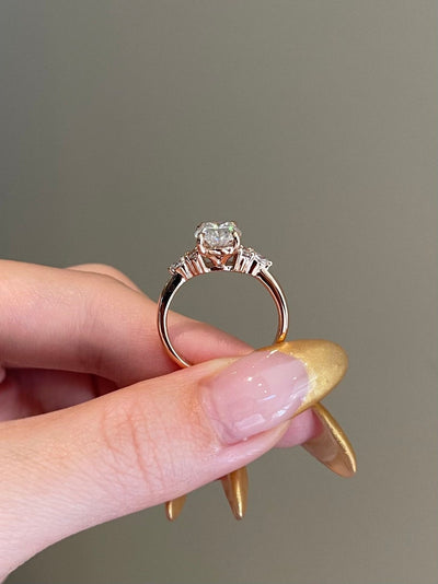 3.0 Elongated Cushion Cut Cluster Moissanite Diamond Engagement Ring