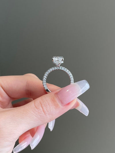 5.0CT Elongated Radiant Cut Diamond Pave Moissanite Engagement Ring