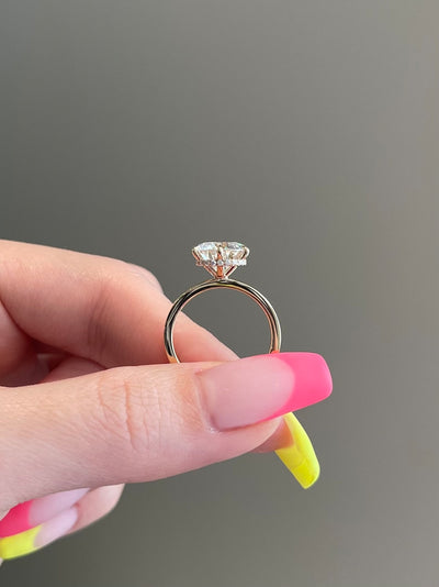 Round Diamond Hidden Halo Moissanite Engagement Ring