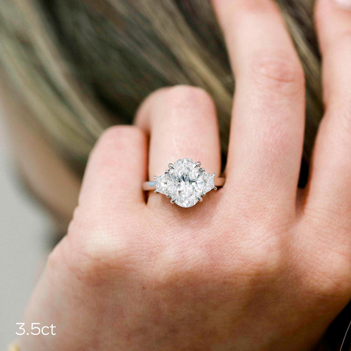 3.5CT Oval Cut Moissanite Trapezoid Diamond Engagement Ring