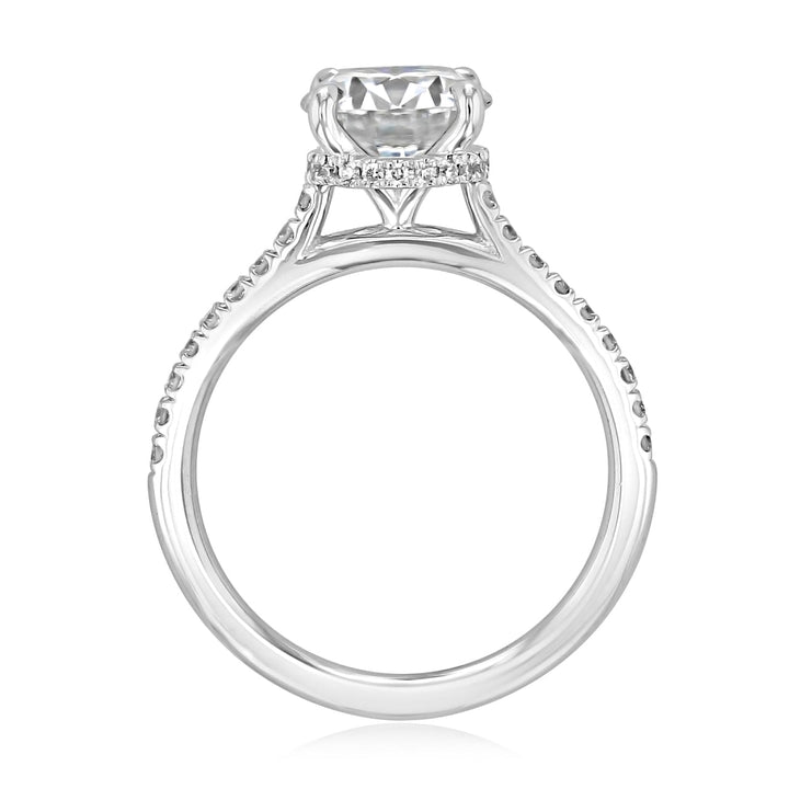 1.5CT Round Cut Hidden Halo Moissanite Diamond Engagement Ring