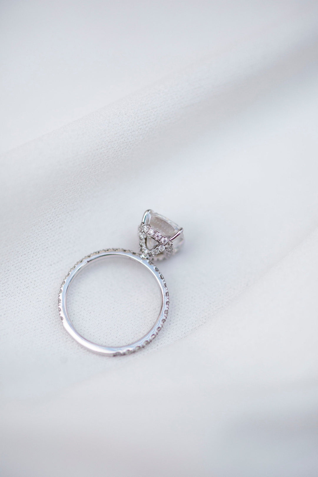 3.15 CT Cushion cut Hidden Halo Moissanite Engagement Ring