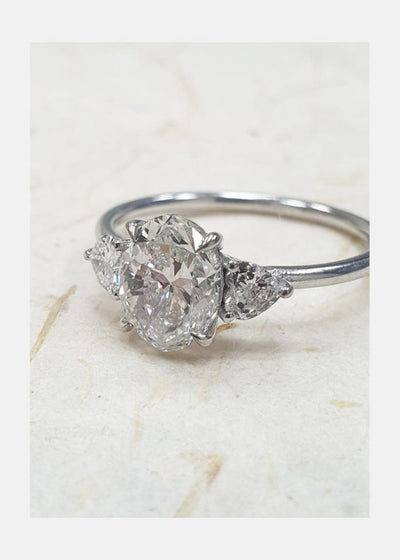 1.50ct Oval Cut Moissanite Diamond 3 Stone Engagement Ring