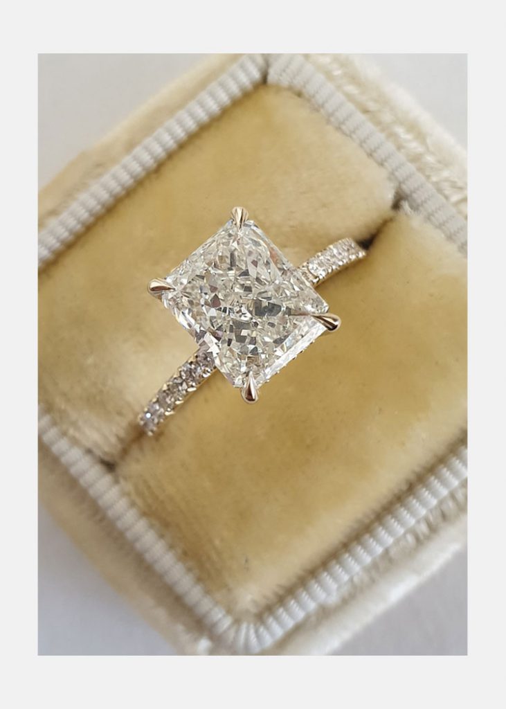 2.0CT Radiant Cut Diamond 14K Yellow Gold Engagement Ring