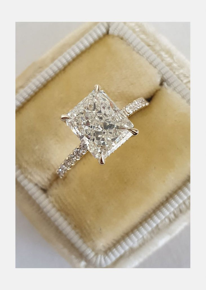 2.0CT Radiant Cut Diamond 14K Yellow Gold Engagement Ring