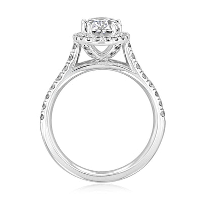 1.33CT Oval Cut Unique Prong Setting Halo Moissanite Engagement Ring