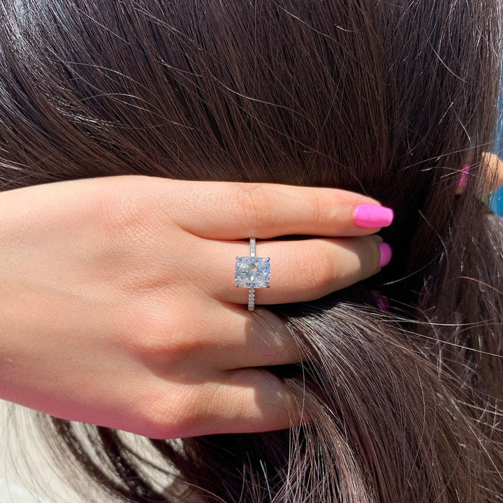 1.50CT Cushion Cut Pave Moissanite Diamond Engagement Ring For Her